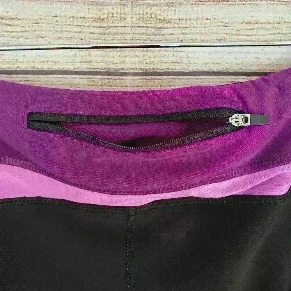 Reebok women's rbx cropped black leggings with purple waistband size medium - Picture 5 of 12